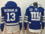 Wholesale Cheap Nike Giants #13 Odell Beckham Jr Royal Blue/White Name & Number Pullover NFL Hoodie