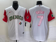 Wholesale Cheap Men's Mexico Baseball #7 Julio Urias Number 2023 White Red World Classic Stitched Jersey 47