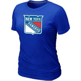 Wholesale Cheap Women\'s New York Rangers Big & Tall Logo Blue NHL T-Shirt