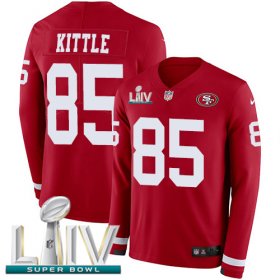 Wholesale Cheap Nike 49ers #85 George Kittle Red Super Bowl LIV 2020 Team Color Men\'s Stitched NFL Limited Therma Long Sleeve Jersey