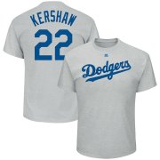 Wholesale Cheap Los Angeles Dodgers #22 Clayton Kershaw Majestic Name & Number T-Shirt Gray