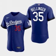 Wholesale Cheap Men's Los Angeles Dodgers #35 Cody Bellinger Blue 2021 City Connect Flex Base Stitched Jersey