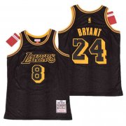 Wholesale Cheap Men's Los Angeles Lakers #8 #24 Kobe Bryant Black Hardwood Classics Soul Swingman Throwback Jersey
