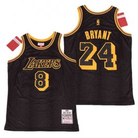 Wholesale Cheap Men\'s Los Angeles Lakers #8 #24 Kobe Bryant Black Hardwood Classics Soul Swingman Throwback Jersey