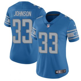 Wholesale Cheap Nike Lions #33 Kerryon Johnson Light Blue Team Color Women\'s Stitched NFL Vapor Untouchable Limited Jersey