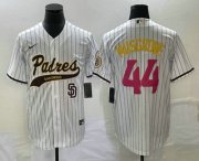 Wholesale Cheap Men's San Diego Padres #44 Joe Musgrove White Pinstripe 2023 City Connect Cool Base Stitched Jersey