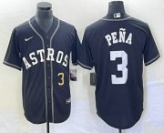 Wholesale Cheap Men's Houston Astros #3 Jeremy Pena Number Black Cool Base Stitched Baseball Jersey