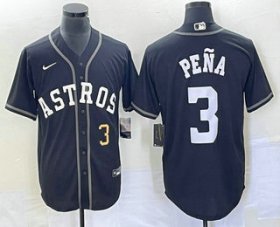 Wholesale Cheap Men\'s Houston Astros #3 Jeremy Pena Number Black Cool Base Stitched Baseball Jersey