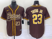 Wholesale Cheap Men's San Diego Padres #23 Fernando Tatis Jr Number Brown NEW 2023 Cool Base Stitched Jersey