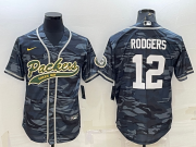 Wholesale Cheap Men's Green Bay Packers #12 Aaron Rodgers Grey Camo With Patch Cool Base Stitched Baseball Jersey