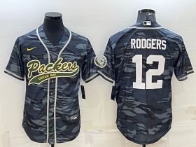 Wholesale Cheap Men\'s Green Bay Packers #12 Aaron Rodgers Grey Camo With Patch Cool Base Stitched Baseball Jersey