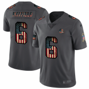 Wholesale Cheap Nike Browns #6 Baker Mayfield 2018 Salute To Service Retro USA Flag Limited NFL Jersey