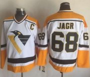 Wholesale Cheap Penguins #68 Jaromir Jagr White/Yellow CCM Throwback Stitched NHL Jersey