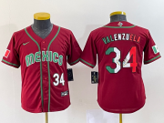 Wholesale Cheap Youth Mexico Baseball #34 Fernando Valenzuela 2023 Red World Classic Stitched Jersey