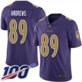 Wholesale Cheap Nike Ravens #89 Mark Andrews Purple Men's Stitched NFL Limited Rush 100th Season Jersey