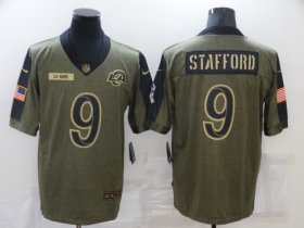 Wholesale Cheap Men\'s Los Angeles Rams #9 Matthew Stafford Nike Olive 2021 Salute To Service Limited Player Jersey