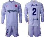 Wholesale Cheap Men 2021-2022 Club Barcelona Second away purple Long Sleeve 2 Soccer Jersey