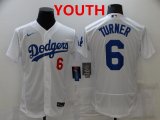 Wholesale Youth Los Angeles Dodgers #6 Trea Turner White Stitched MLB Flex Base Nike Jersey