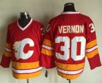 Wholesale Cheap Flames #30 Mike Vernon Red CCM Throwback Stitched NHL Jersey