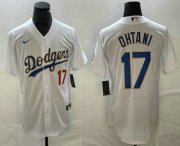 Cheap Men's Los Angeles Dodgers #17 Shohei Ohtani Number White Gold Championship Stitched Cool Base Nike Jersey