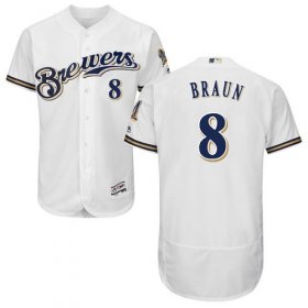 Wholesale Cheap Brewers #8 Ryan Braun White Flexbase Authentic Collection Stitched MLB Jersey