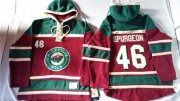 Wholesale Cheap Wild #46 Jared Spurgeon Red Sawyer Hooded Sweatshirt Stitched NHL Jersey