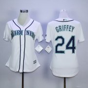 Wholesale Cheap Mariners #24 Ken Griffey White Women's Fashion Stitched MLB Jersey