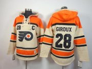 Wholesale Cheap Flyers #28 Claude Giroux Cream Sawyer Hooded Sweatshirt Stitched NHL Jersey