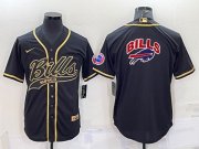 Wholesale Cheap Men's Buffalo Bills Black Team Big Logo With Patch Cool Base Stitched Baseball Jersey