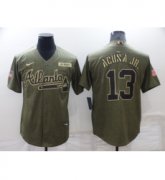 Wholesale Cheap Men's Atlanta Braves #13 Ronald Acuna Jr. Salute To Service Stitched Baseball Jersey