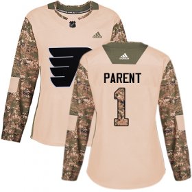 Wholesale Cheap Adidas Flyers #1 Bernie Parent Camo Authentic 2017 Veterans Day Women\'s Stitched NHL Jersey
