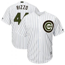 Wholesale Cheap Cubs #44 Anthony Rizzo White(Blue Strip) New Cool Base 2018 Memorial Day Stitched MLB Jersey