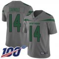 Wholesale Cheap Nike Jets #14 Sam Darnold Gray Youth Stitched NFL Limited Inverted Legend 100th Season Jersey