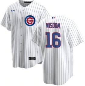 Cheap Men\'s Chicago Cubs #16 Patrick Wisdom White Cool Base Stitched Baseball Jersey