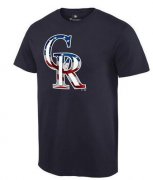 Wholesale Cheap Men's Colorado Rockies USA Flag Fashion T-Shirt Navy Blue