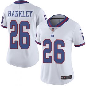 Wholesale Cheap Nike Giants #26 Saquon Barkley White Women\'s Stitched NFL Limited Rush Jersey