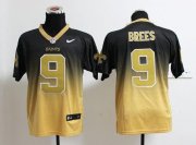 Wholesale Cheap Nike Saints #9 Drew Brees Black/Gold Men's Stitched NFL Elite Fadeaway Fashion Jersey