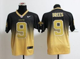 Wholesale Cheap Nike Saints #9 Drew Brees Black/Gold Men\'s Stitched NFL Elite Fadeaway Fashion Jersey
