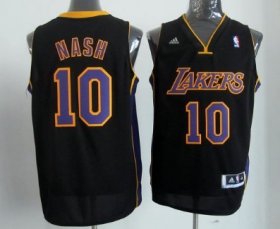 Wholesale Cheap Los Angeles Lakers #10 Steve Nash Revolution 30 Swingman Black With Purple Jersey