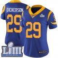 Wholesale Cheap Nike Rams #29 Eric Dickerson Royal Blue Alternate Super Bowl LIII Bound Women's Stitched NFL Vapor Untouchable Limited Jersey