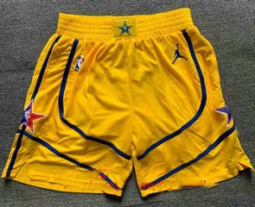 Wholesale Cheap Men\'s Yellow Western Conference Stitched 2021 NBA All Star Shorts