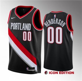 Wholesale Cheap Men\'s Portland Trail Blazers #00 Scoot Henderson Black 2023 Draft Icon Edition Stitched Basketball Jersey