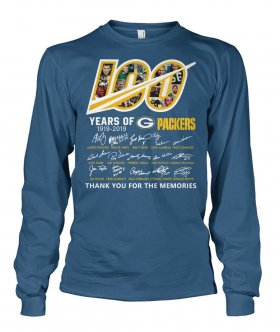 Wholesale Cheap Green Bay Packers 100 Seasons Memories Long Sleeve T-Shirt Frost Blue