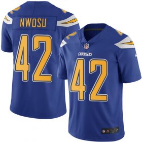 Wholesale Cheap Nike Chargers #42 Uchenna Nwosu Electric Blue Men\'s Stitched NFL Limited Rush Jersey