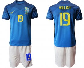 Wholesale Cheap Men 2020-2021 Season National team Brazil away blue 19 Soccer Jersey