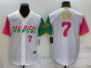 Wholesale Cheap Men's San Diego Padres #7 Ha Seong Kim Number White 2022 City Connect Cool Base Stitched Jersey