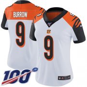 Wholesale Cheap Nike Bengals #9 Joe Burrow White Women's Stitched NFL 100th Season Vapor Untouchable Limited Jersey