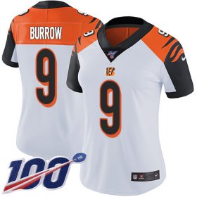 Wholesale Cheap Nike Bengals #9 Joe Burrow White Women\'s Stitched NFL 100th Season Vapor Untouchable Limited Jersey
