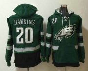 Wholesale Cheap Men's Philadelphia Eagles #20 Brian Dawkins NEW Midnight Green Pocket Stitched NFL Pullover Hoodie