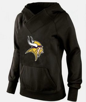 Wholesale Cheap Women\'s Minnesota Vikings Logo Pullover Hoodie Black-1